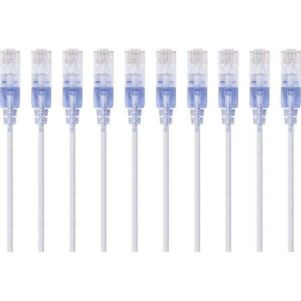 Monoprice Slim Cat6A Cable, PK10, 10 ft.White 15168 - main