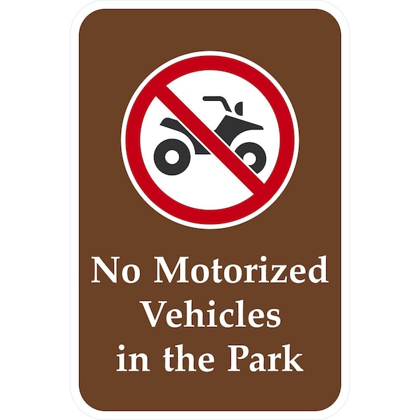 Lyle No Motorized Vehicles in the Park (w/graphic), 12x18, Engineer Grade, Brown G-3335-EG_12x18 - main
