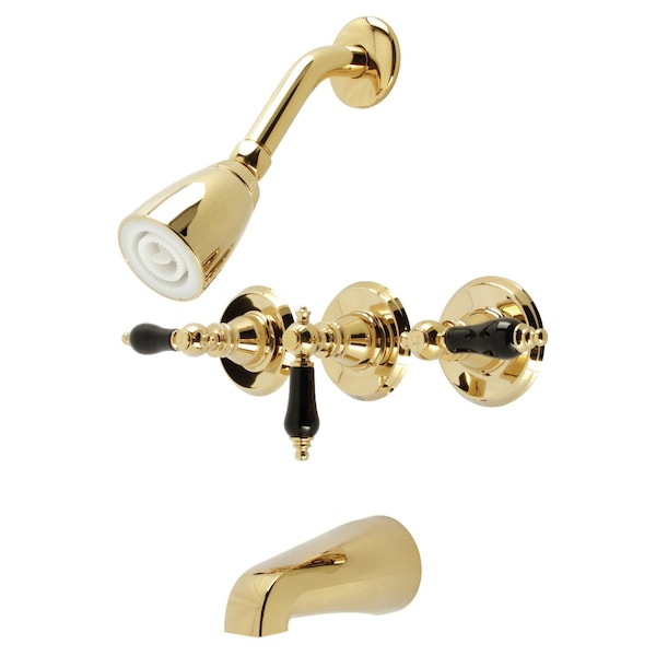 Kingston Brass Triple-Handle Tub and Shower Faucet, Polished Brass KB232AKL - main