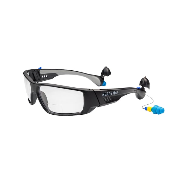 Readymax SoundShield Pro Series 1 Bi Focal 2.0 Safety Glasses w/ 25NRR Earplugs Blk Frame Clr Lens GLPS1-BF-1 - main