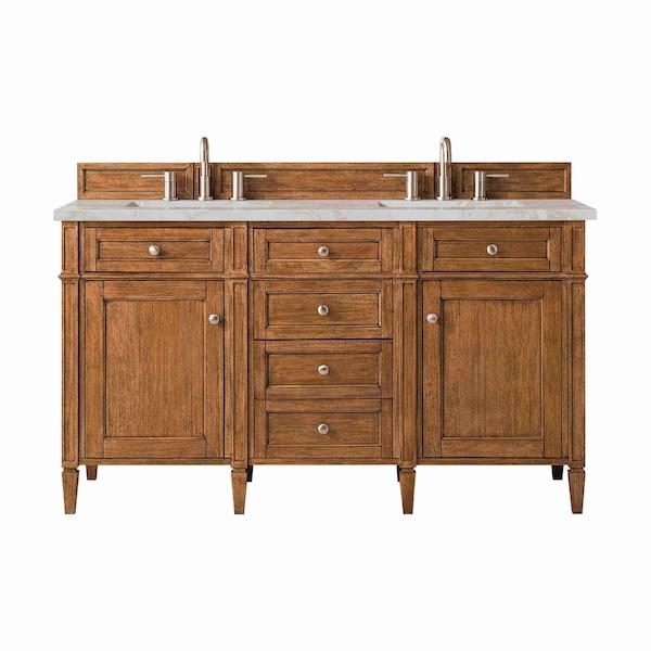 James Martin Vanities Brittany 60'' D Vanity, Saddle Brown w/ Victorian Sil Silestone Top w/FreePower Wireless Charger 650-V60D-SBR-FVSL - main