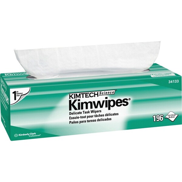 Kimtech Kimwipes Delicate Task Wipers, 1-Ply, 11.8 x 11.8, Unscented, White, 198 Wipers, 15PK KCC 34133 - main