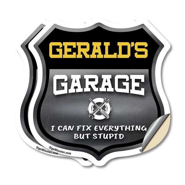 Signmission Gerald's Garage I Can Fix Everything But Stupid, 6 inch X 6 inch, Vinyl Decal, 2PK SHI-D-2PACK-6-490-GERALD - main