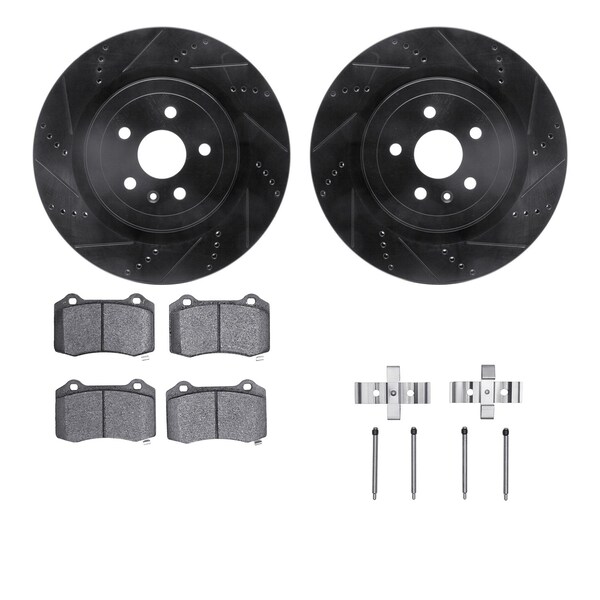 Dynamic Friction Co DFC Rotors-Drilled & Slotted-Black w/ EURO 5000 Ceramic Brake Pads Incl Hdw 8612-47007 - main