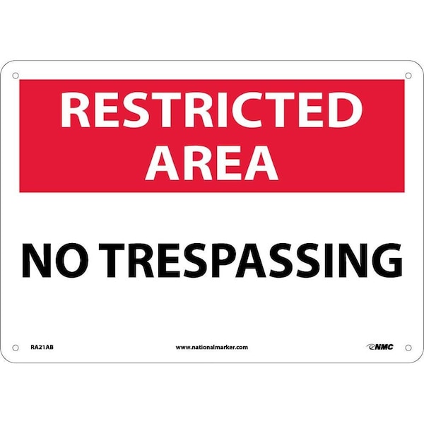 Nmc Restricted Area No Trespassing Sign, RA21AB RA21AB - main