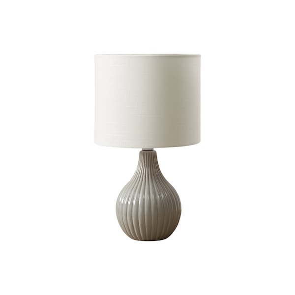 Monarch Specialties Lighting, 17"h, Table Lamp, Grey Ceramic, Ivory / Cream Shade, Contemporary I 9774 - main