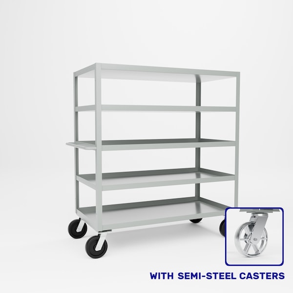 Pucel Five Shelf Extra Heavy Duty Stock Cart, 30 in W x 68 in H x 60 in D, Red H-3060-S - main