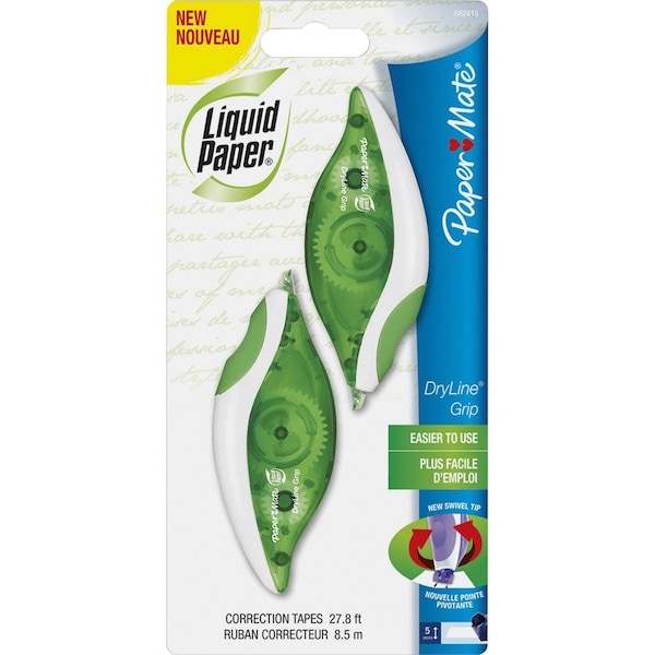 Paper Mate DryLine Grip Correction Tape, Non-Refillable, 1/5" x 335", PK2 662415 - main