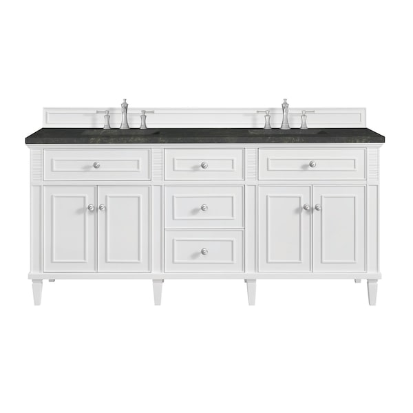 James Martin Vanities Lorelai 72" Double Vanity, Bright White, w/ 3 CM Phantome Eclos Top 424-V72-BW-3PHT - main