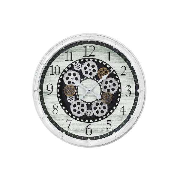 Monarch Specialties Clocks, 20'' Round, Gear Mechanism, Wall Clock, Antique White, Transitional I 9059 - main