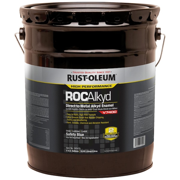 Rust-Oleum Interior/Exterior Paint, High Gloss, Oil Base, Safety Blue, 5 gal 245475 - main