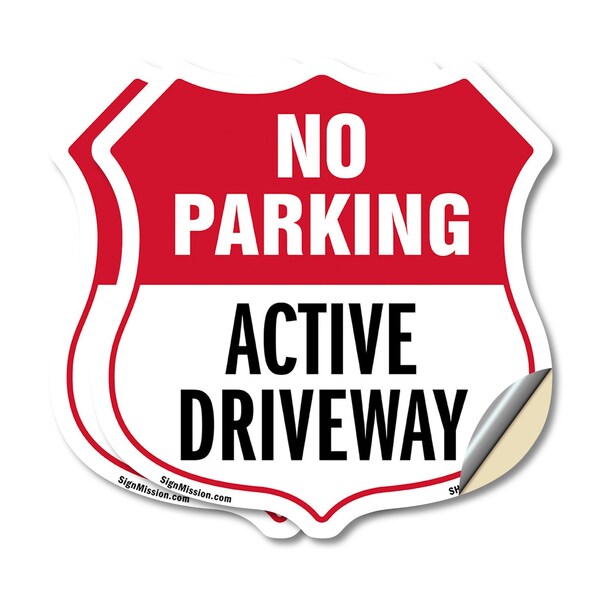 Signmission No Parking Shield Sign Active Driveway, 12 inch X 12 inch, Vinyl Decal, 2PK SHI-D-2PACK-12-397 - main