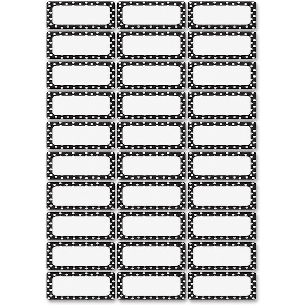 Ashley Productions Die-Cut Magnetic Foam Black/White Dots Labels/Nameplates, PK90 10080 - main