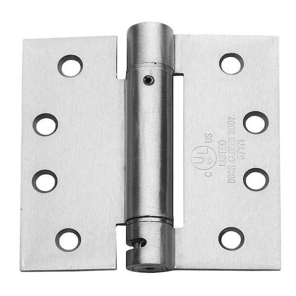 Global Door Controls 4 in. x 4 in. Brushed Chrome Spring Full Mortise Square Corner Door Hinge with Fixed Pin CPS4040-26D-M - main