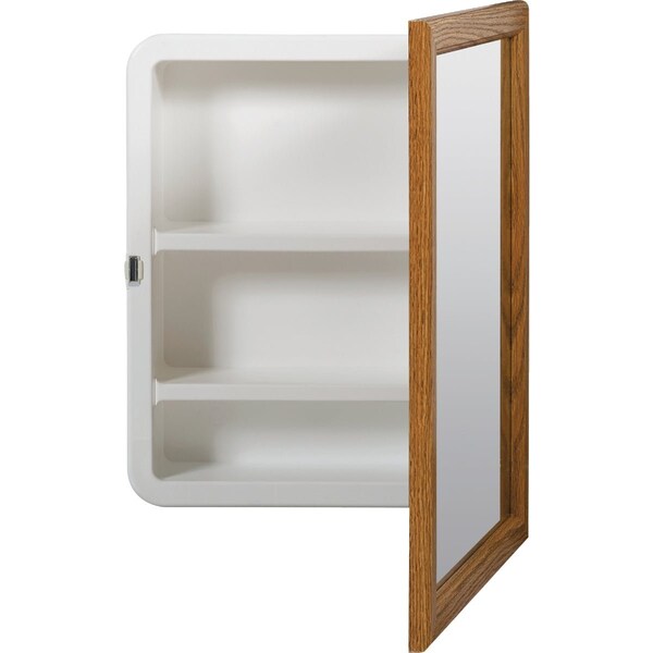 Zenith Oak 16.13 in Wx21.75 in Hx4.5 in D Single Mirror Surface/Recess Mount Framed Medicine Cabinet K268 - main