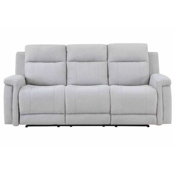Homeroots 81" Light Gray Reclining USB Sofa And Toss Pillow With Silver Legs 559206 - main