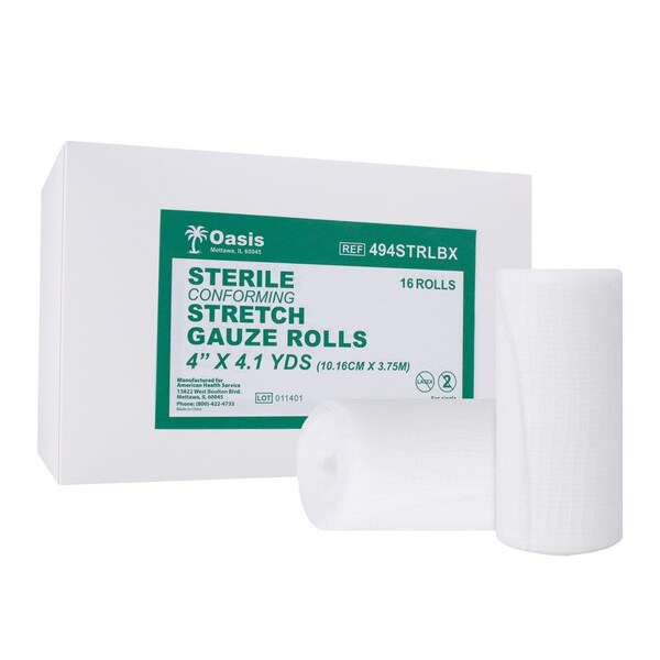Oasis Sterile Stretch Gauze Rolls, 4"x4.1 Yards, 16PK 494STRL - main