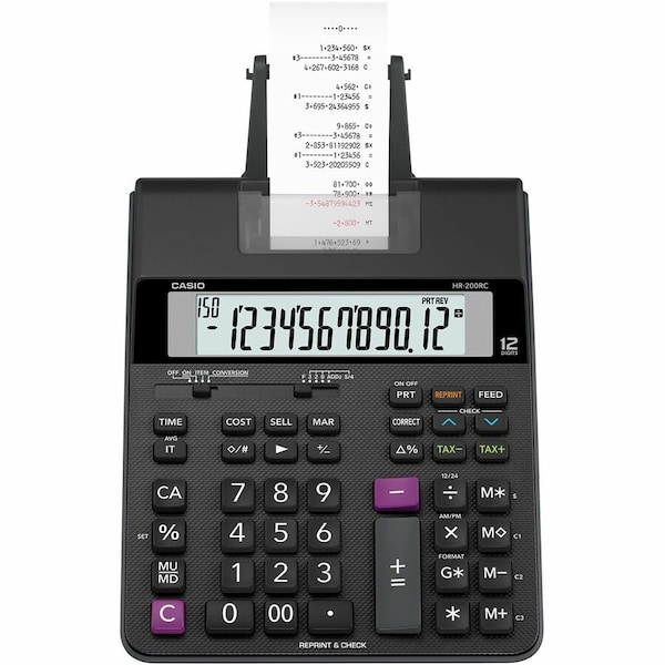 Casio PRINTING CALCULATOR, 12-DIGIT, LCD HR200RC - main