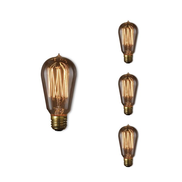 Bulbrite 60-Watt ST18 Incandescent Light Bulb Medium Base (E26) Antique Nostalgic Thread 2200K, 4PK 861231 - main