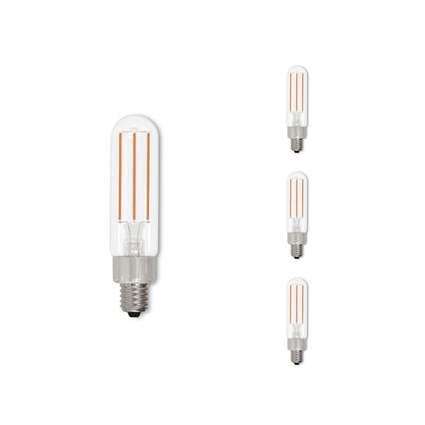 Bulbrite LED Filament 4.5w Dimmable T6 Light Bulb Candelabra (E12) Base - 2700K Warm White, 450 Lumens, 4PK 862783 - main