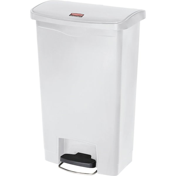 Rubbermaid Commercial Slim Jim Step-On 13 gal Rectangular Slim-Profile Plastic Can, White, Foot Pedal, Plastic, 12 in 1883557 - main