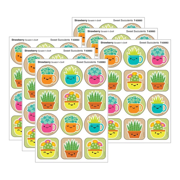 Trend Sweet Succulents, Strawberry Scent Scratch 'n Sniff Stinky Stickers, 48-Piece Set, 6PK T83063 - main