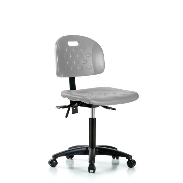 Blue Ridge Ergonomics Newport Industrial Polyurethane Chair - Medium Bench Height with Casters in Gray Polyurethane HPMBCH-RG-T0-A0-NF-RC-GRY - main