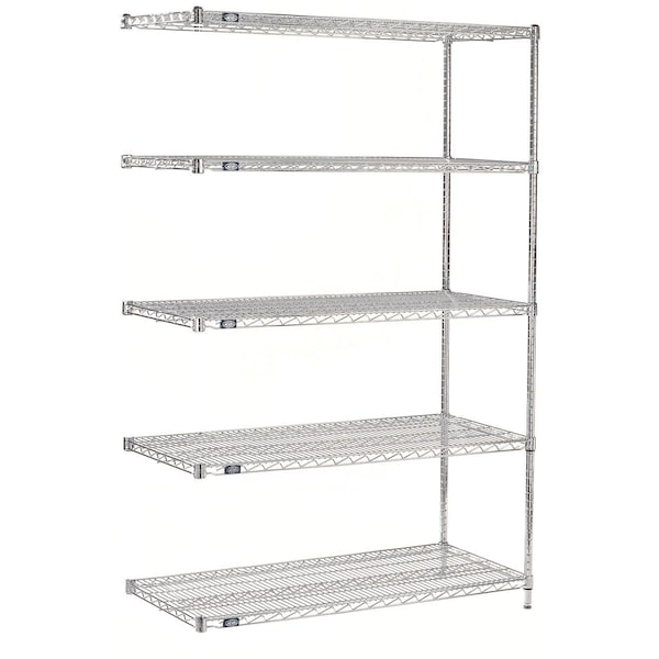 Global Industrial Nexel 5 Shelf, Chrome Wire Shelving Unit, Add On, 60"W x 36"D x 63"H B3150041 - main