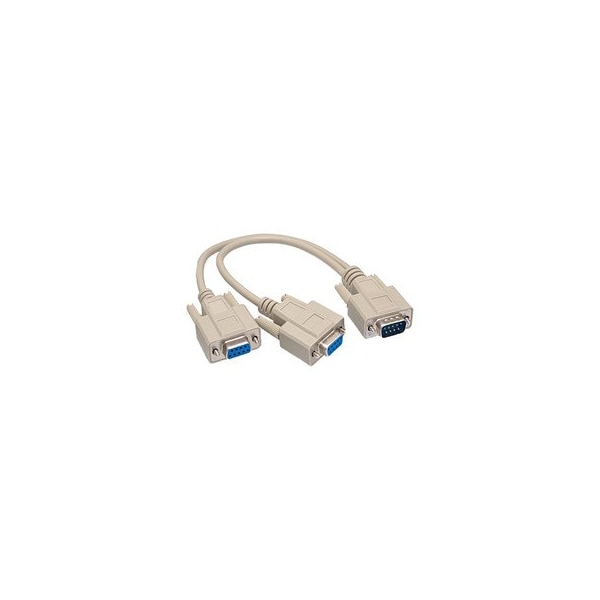 Cable Wholesale DB9 Serial Y adapter, DB9 Male to Dual DB9 Female, 12 inch 30D1-27212 - main