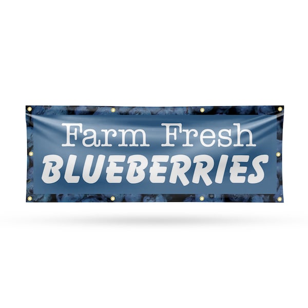 Signmission Farm Fresh Blueberries, 36 Inch x 96 Inch, Vinyl Banner B-96-30580 - main