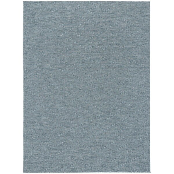 Homeroots 9' X 12' Aqua And Ivory Geometric Indoor Outdoor Area Rug 551538 - main