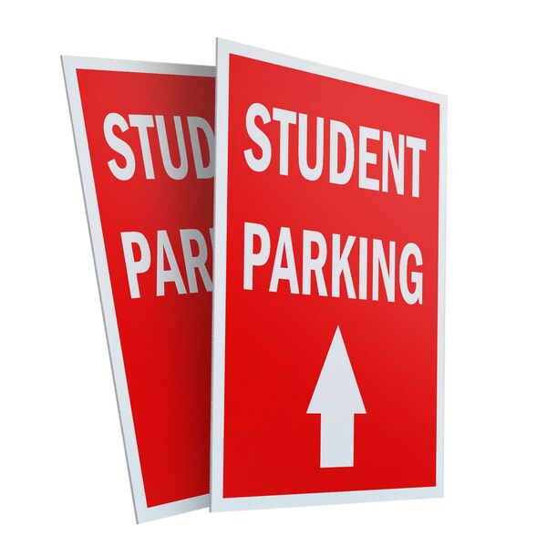 Signmission Student Parking With Up Arrow, Plastic Signs Only 24 Inch x 36 Inch, Corrugated Plastic, 2PK CSB-2436-2PACK-StudentParkingWithUpArrow - main
