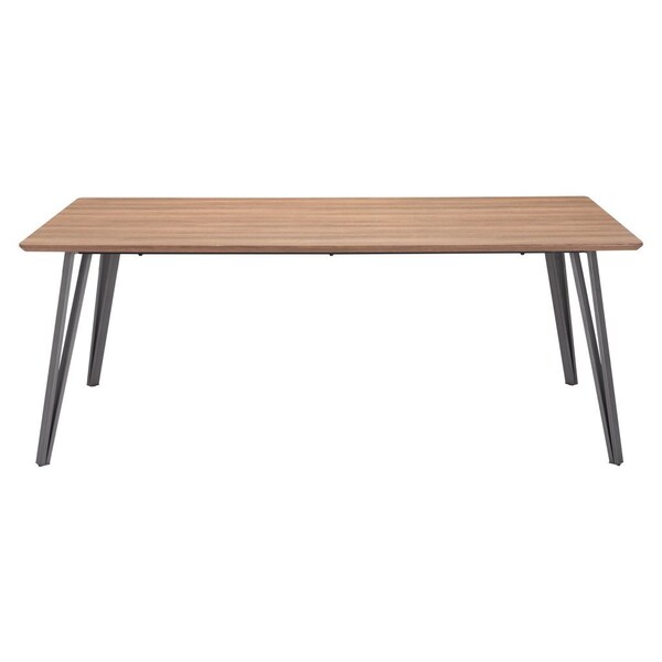Homeroots 79" Wood Brown And Gray Steel Dining Table 394611 - main