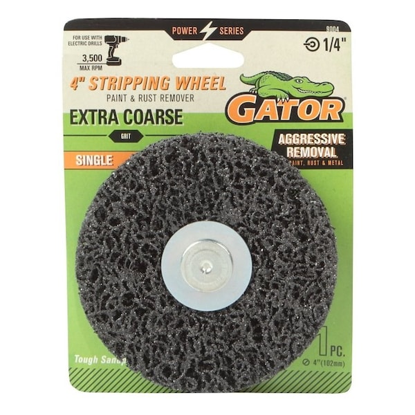 Gator Stripping Single Wheel, 4 in Dia, 1/4 in Arbor, Extra Coarse, Silicon Carbide Abrasive 9004 - main