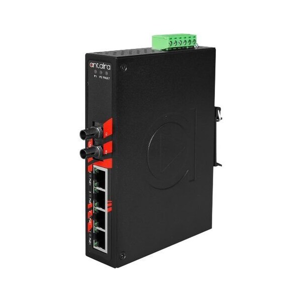 Antaira 5-Port Industrial PoE+ Unmanaged Ethernet Switch w/4x10/100TX (30W/Port) + LNP-0501-ST-S3 - main