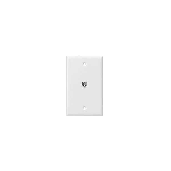 Eaton Wiring Devices Telephone Jack with Wallplate, Thermoplastic Housing Material, White 3532-4W - main