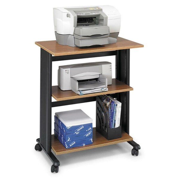 Safco Adj Printer Stand, 3 Level, Med Oak/Blk 1881MO - main
