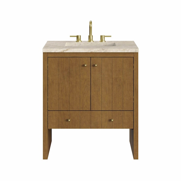 James Martin Vanities Hudson 30" Single Vanity, Honey Oak w/ 3 CM Tajnar Eclos Top 435-V30-HNO-3TJR - main