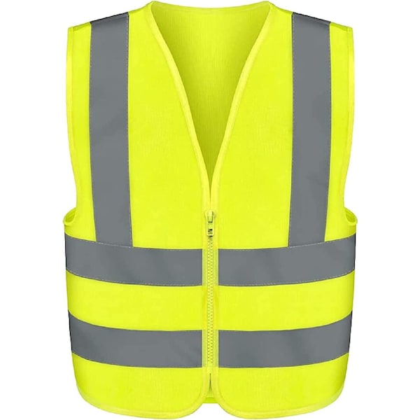 Neiko High Visibility Safety Vest with Reflective Strips, X-Large, Neon Yellow, Zipper Front For Safety 53942A - main