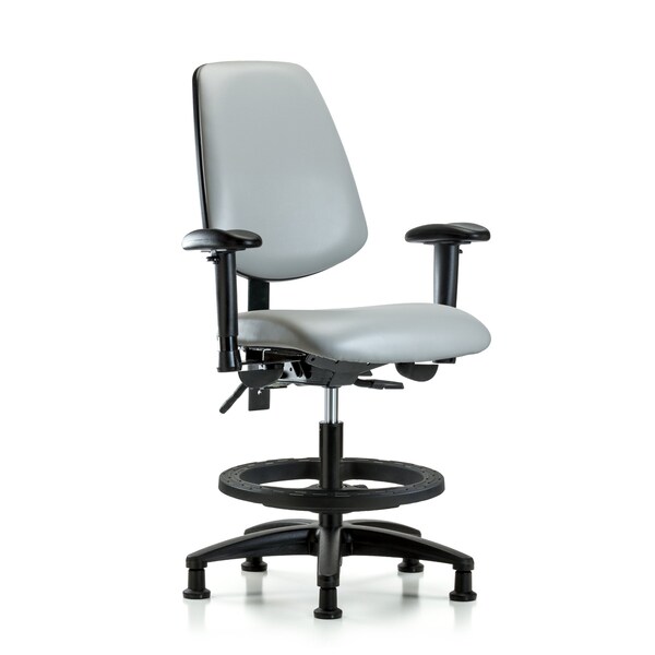 Blue Ridge Ergonomics Medium Bench Chair Adjustable Arms, 22" to 29" Height, Vinyl, Dove BR-VMBCH-MB-RG-T1-A1-BF-RG-8567 - main
