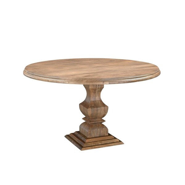 Homeroots 54" Brown Solid Wood Pedestal Base Round Top Dining Table 554336 - main
