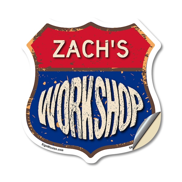 Signmission Zach's Workshop, 12 Inch X 12 Inch, Vinyl Decal SHI-D-12-489-ZACH - main
