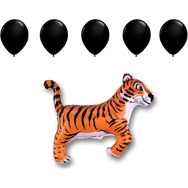Loonballoon Tiger Black Stripes Striped Jungle Zoo Safari 36in. Party Animal Mylar Balloon Latex Set Loon-BB-B01FTXPABQ - main