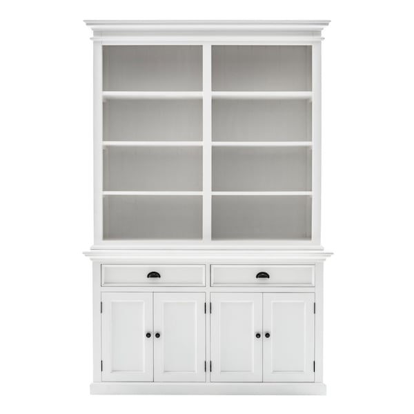 Homeroots 87" White Solid Wood Adjustable Four Tier Bookcase 397123 - main