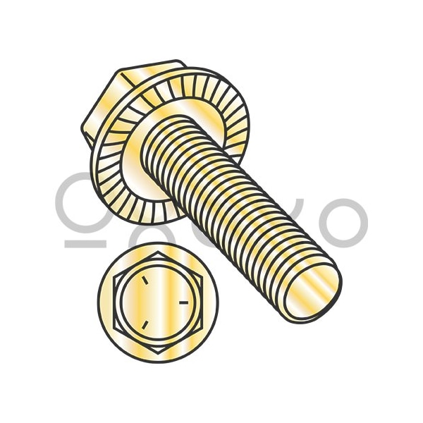 Oxoxo 1/4-20X1 Serrated Hex Flanged Washer Full Thrd Grade 5 w/Head Markings Zinc Yellow, 2000PK 522921 - main
