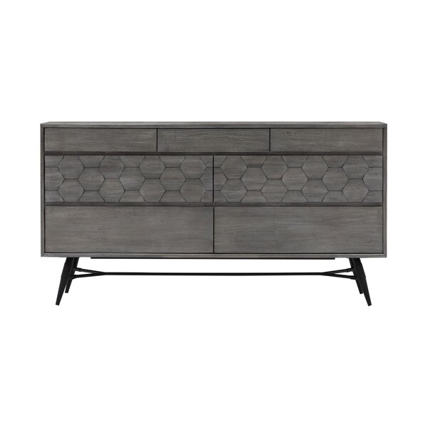 Homeroots 61" Gray Solid Wood Six Drawer Double Dresser 518618 - main