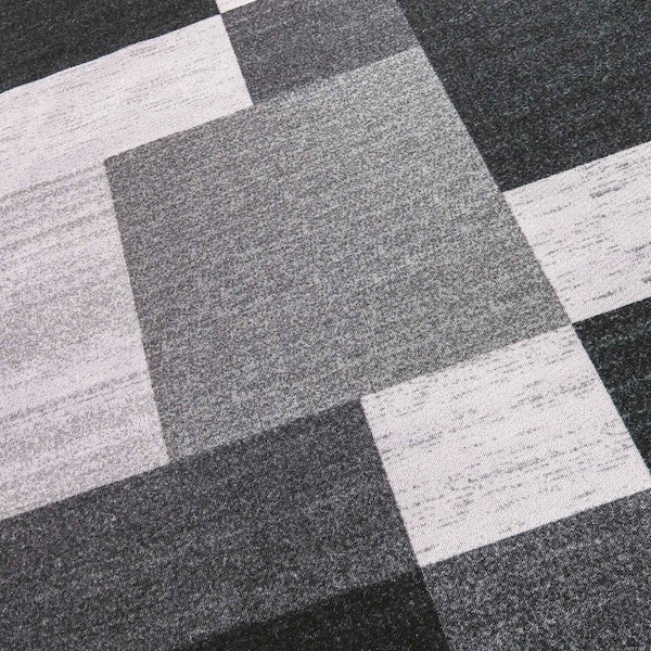World Rug Gallery Contemporary Modern Geometric Boxes Design Non-Slip Area Rug 4 ft x 6 ft Gray 506GRAY4X6 - main