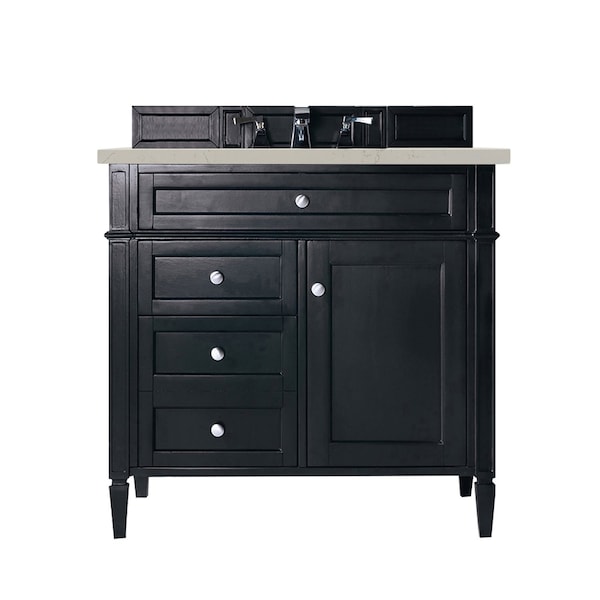 James Martin Vanities Brittany 36" Single Vanity, Black Onyx, w/ 3 CM Siberian Silestone Top 650-V36-BKO-3SFR - main