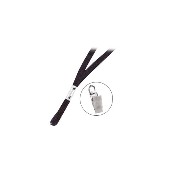 Brady LANYARD STANDARD, BLACK, 3/8in, FLAT WOVEN LANYARD W/NICKEL PLATED STEEL BULLDOG CLIP 2135-3551 - main