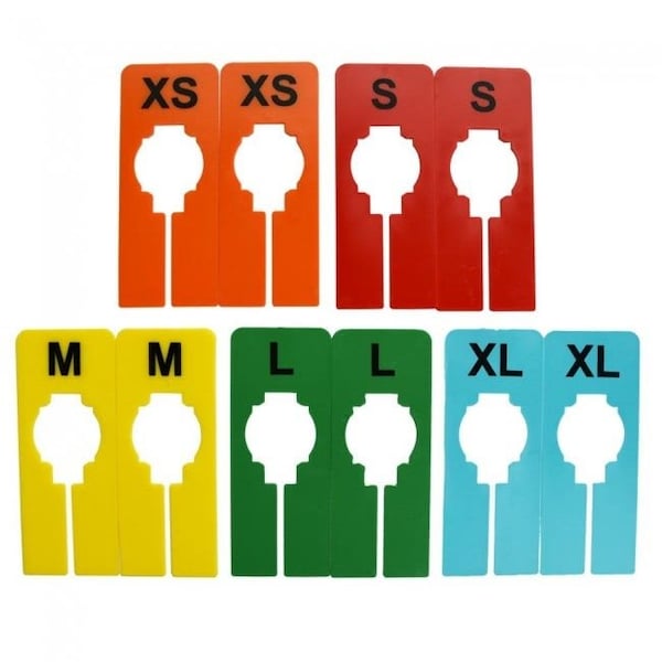 Nahanco Colorful Rectangular Clothing Size Dividers, 5 Mixed Colors, Black Print5 Sizes, 2 pc. each, 10PK QSDCKIT1 - main